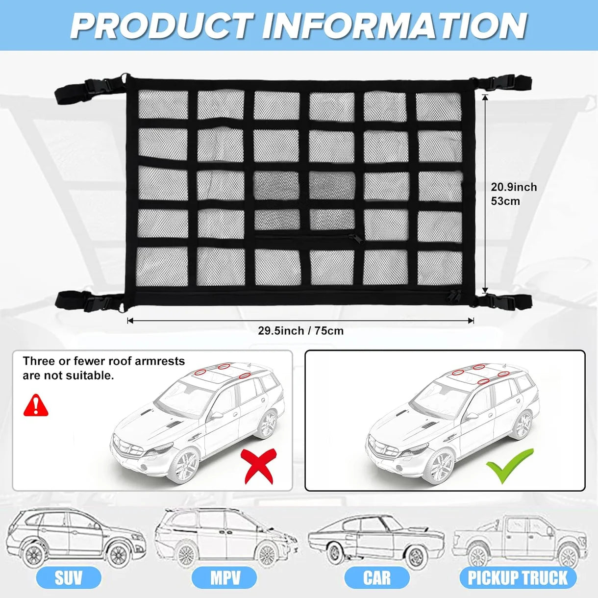 Heavy-Duty Double-Layer Car Roof Organizer Net