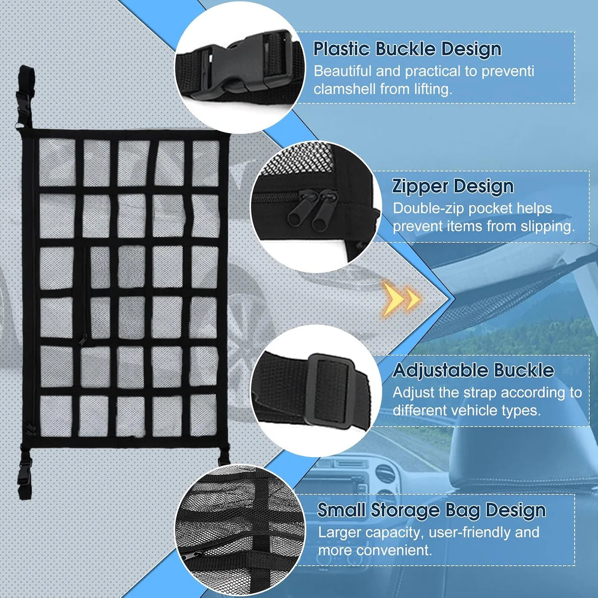 Heavy-Duty Double-Layer Car Roof Organizer Net