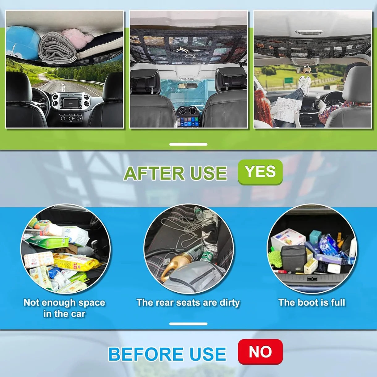 Heavy-Duty Double-Layer Car Roof Organizer Net